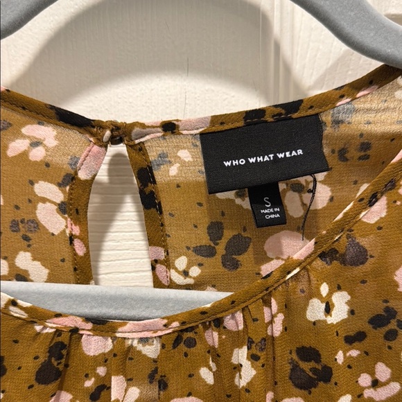 Who What Wear Brown Tan Ruffled Tie Front Sundress - Picture 6 of 12